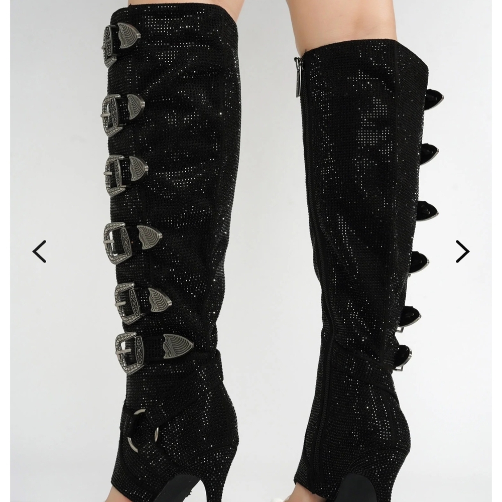 Cape Robbin Black Over the Knee Buckle Boots